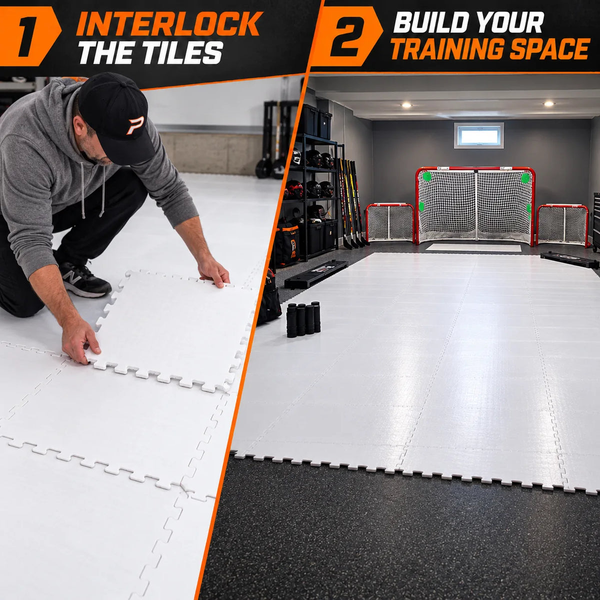 Interlock the tiles, then build your training space