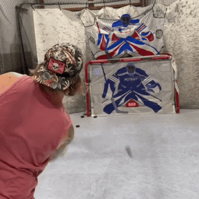 Digital Shooter Tutor installed on a hockey goal