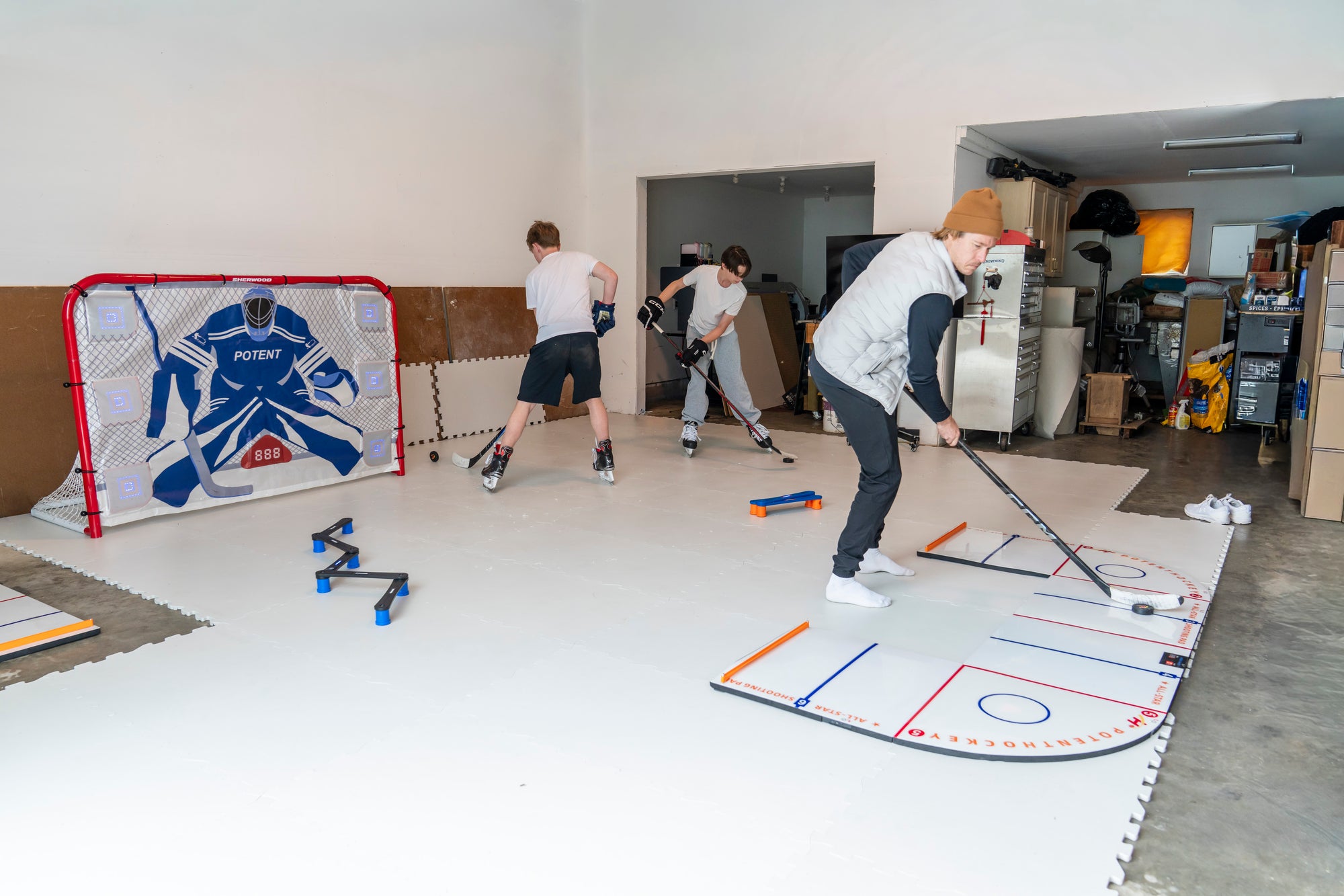 Hockey player training at home with Potent Hockey gear